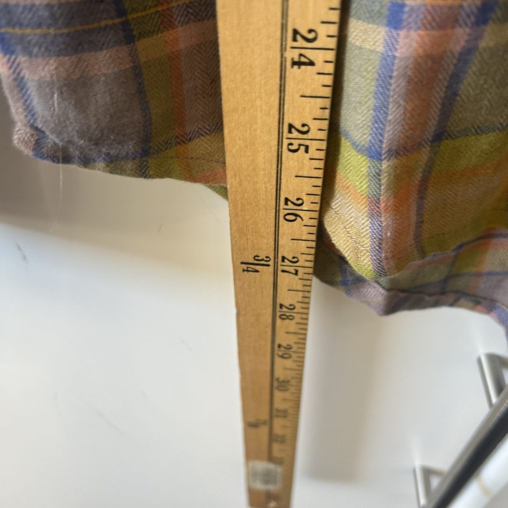 Toad&Co Mens Small Green Purple Plaid Flannel Button Down Shirt Long Sleeve - Picture 4 of 12